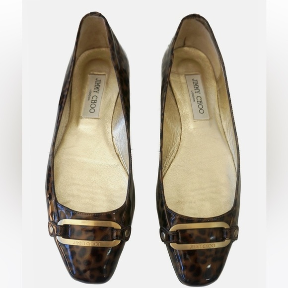 Jimmy Choo Shoes - JIMMY CHOO 39 Tulita Leopard/ Tortoiseshell Patent Leather Ballet Flats 8.5
